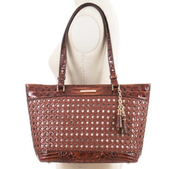 Brahmin Handbags - Retired Brahmin Medium Asher Pecan Lima Wicker Tote Bag Purse RARE New